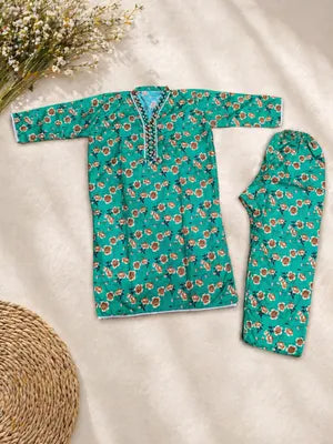 Multicolor Printed Cotton Lawn 2Pcs Set Large