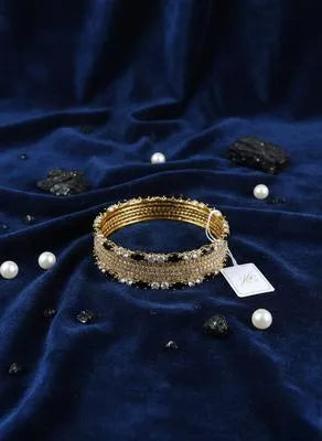 6 Pcs Modern Design Gold Plated Crystal Kara Bangle