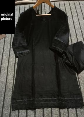 Women's Cotton Lawn Shirt & Trouser Set Black
