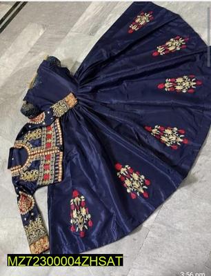 3 Pcs Women's Stitched Fancy Katan Silk Embroidered Maxi