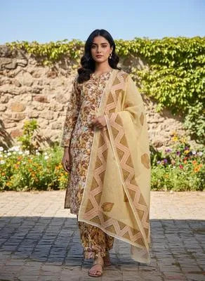Eid Collection 3 Pcs Women's Stitched Cotton Lawn Printed Suit