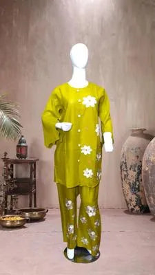 Summer Trendy Design 2 Pcs Women's Stitched Embroidered Shirt And Trouser