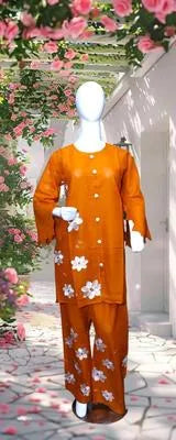 Summer Trendy Design 2 Pcs Women's Stitched Embroidered Shirt And Trouser