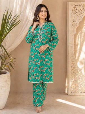 Multicolor Printed Cotton Lawn 2Pcs Set Large