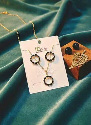 Modern Design Stainless Steel Gold Plated Crystal Pendant Set