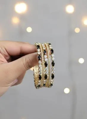 6 Pcs Modern Design Gold Plated Crystal Kara Bangle