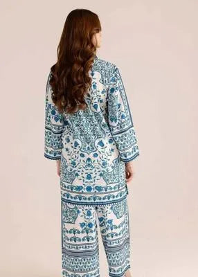 2 Pcs Women's Stitched Swiss Lawn Printed Shirt And Trouser