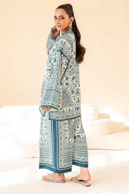 2 Pcs Women's Stitched Swiss Lawn Printed Shirt And Trouser