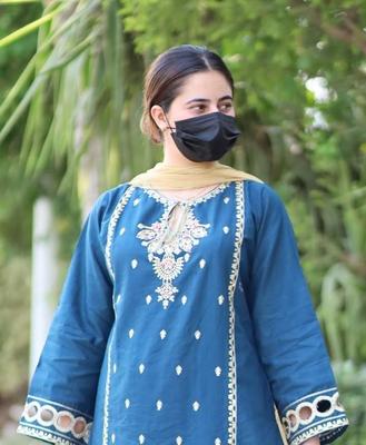Women's Stitched Embroidered Cotton Shirt And Trouser Set - 2 Pcs