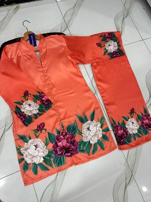 2 Pcs Women's Stitched Printed Shirt And Trouser
