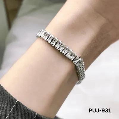 Silver Sparkling Elegant Korean Chain Bracelet (PUJ-931)