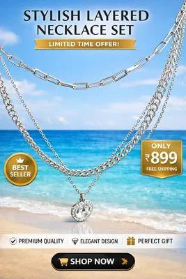 3 Layered Silver Plated Zircon Chain