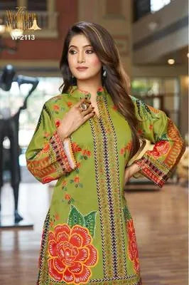 2 Pcs Women's Stitched Wool Digital Print Shirt And Trouser