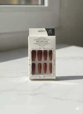 Fancy Glitter Multicolor Long Nails With Free Stickers, 1 Pack