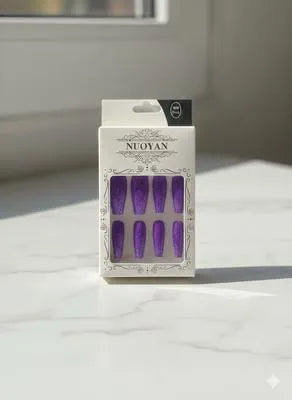 Fancy Glitter Multicolor Long Nails With Free Stickers, 1 Pack