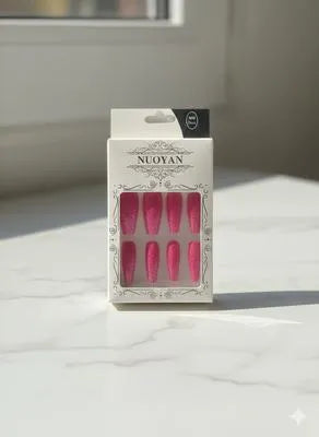 Fancy Glitter Multicolor Long Nails With Free Stickers, 1 Pack