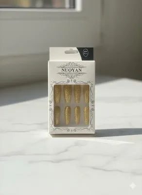 Fancy Glitter Multicolor Long Nails With Free Stickers, 1 Pack