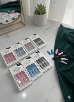 Fancy Glitter Multicolor Long Nails With Free Stickers, 1 Pack