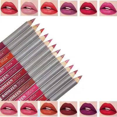 Kathleen High Pigmented Eyeliner & Lip Liner Pencil, 12 pencils, Smooth Texture