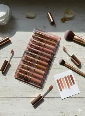 Nude High Pigmented Long Lasting Lip Gloss, Pack Of 12 Pcs, Shades Of Nude