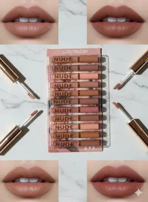 Nude High Pigmented Long Lasting Lip Gloss, Pack Of 12 Pcs, Shades Of Nude