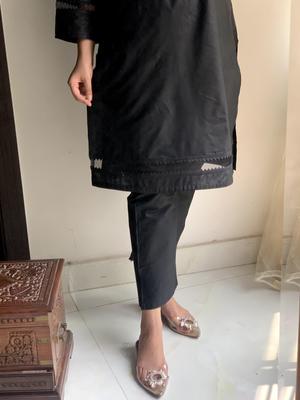 Women's Cotton Lawn Shirt & Trouser Set Black