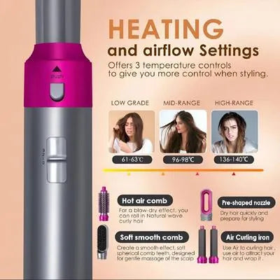 1 Hair Styler, Blow Dryer Brush, Hair Dryer Brush Negative lonic Electric, Hair Wrap Hair Styler, Detachable Brush Heads Comb for Straightening Automatic Curling Styling, Auto Wrap Curler